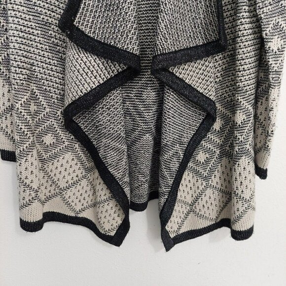 Knox Rose Women's Size S Geometric Open Front Waterfall Cardigan Sweater Black - Picture 5 of 8